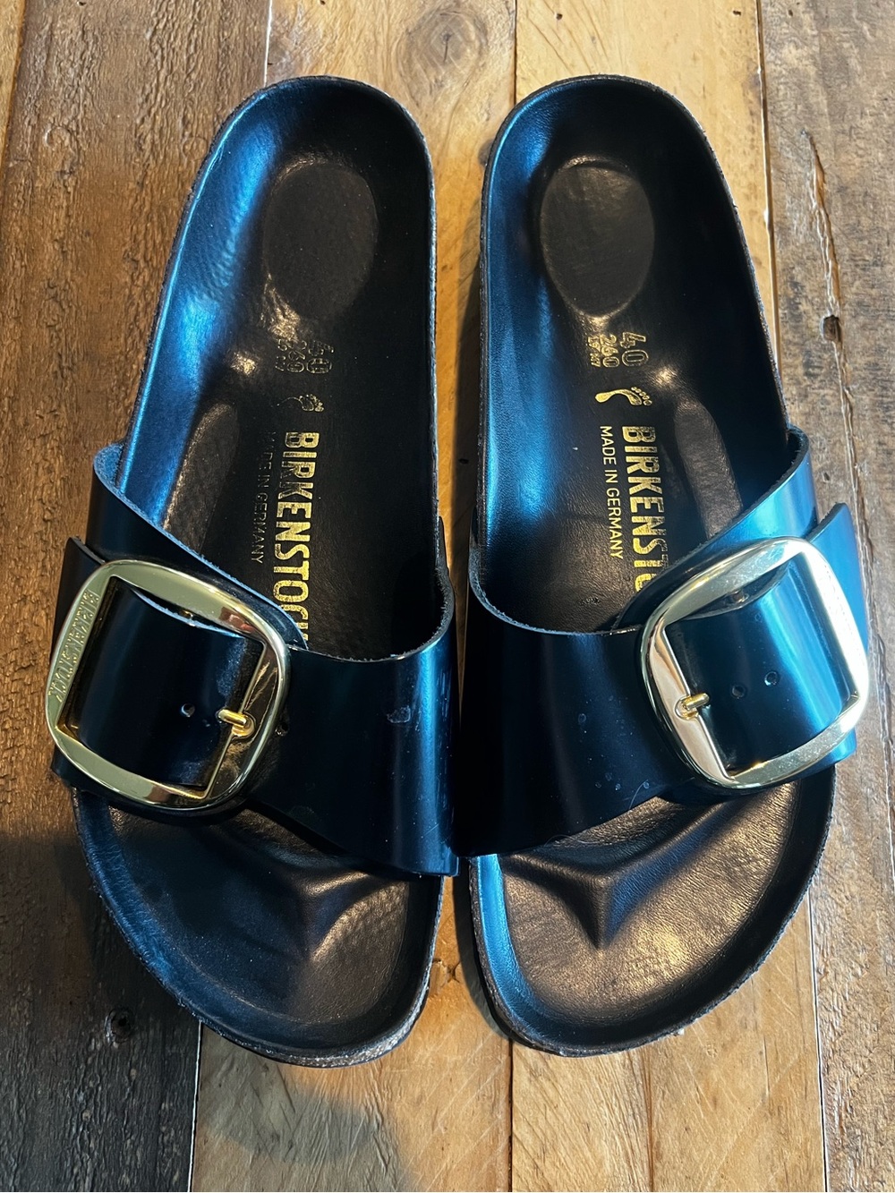 Birkenstock Madrid Big Buckle High Shine Black Patent Sandals EU 40 US 9 EUC - Picture 3 of 9